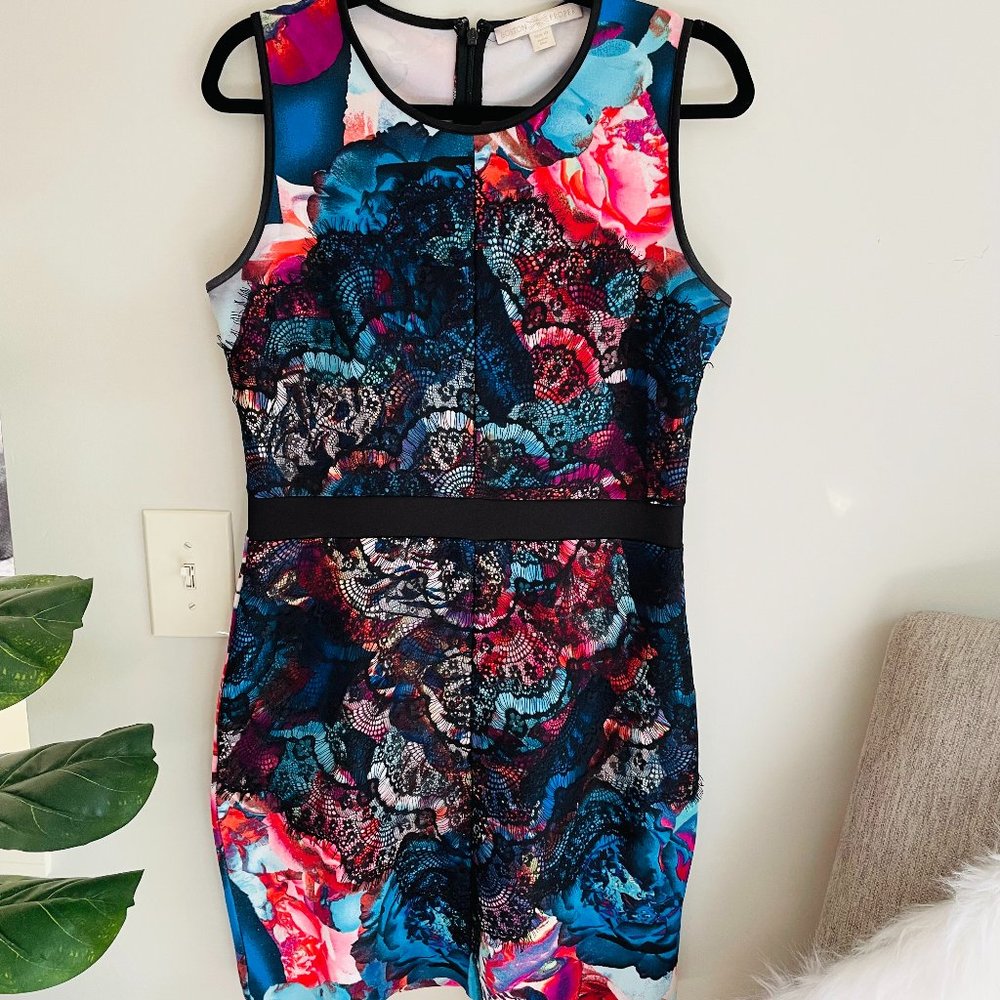 Boston Proper Floral & Lace Sheath Dress